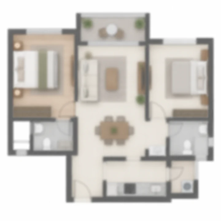 Aparna Sarjapur Road indicative apartment layout B, blurred artist's impression