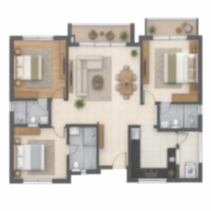 Aparna Sarjapur Road indicative apartment layout E, blurred artist's impression